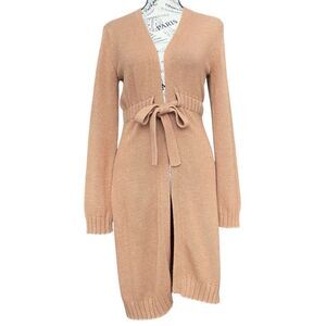 Vintage Guess Jeans Open Front Tan Cardigan Sweater in Size Large